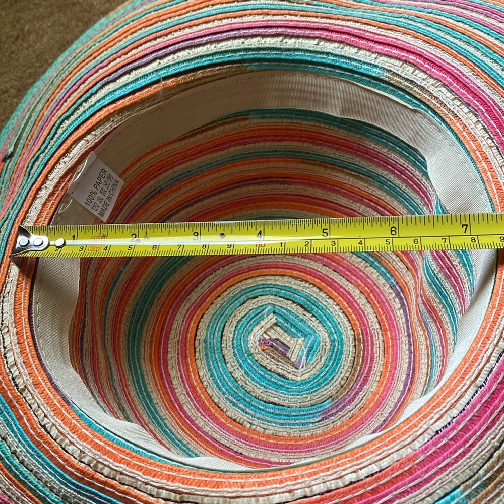 Colorful Wide Paper Brim Sun Hat - Picture 10 of 14